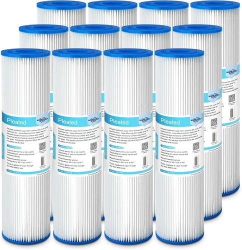 Miniatura 10 de Membrane Solutions Filtro de agua de sedimentos de poliéster plisado de 50 micrones, cartucho de repuesto de 10 x 2.5 pulgadas, prefiltro universal