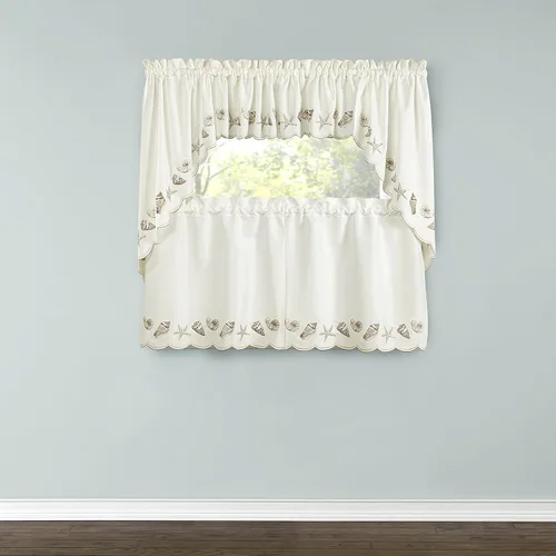 Miniatura 2 de RENAISSANCE HOME FASHION Seashells bordadas, 58 x 12 pulgadas Cenefa, natural