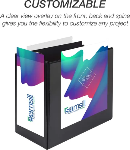 Miniatura 71 de Samsill - Carpeta duradera de 5 pulgadas, fabricada en los Estados Unidos, con anillos en D, transparente y personalizable, color blanco