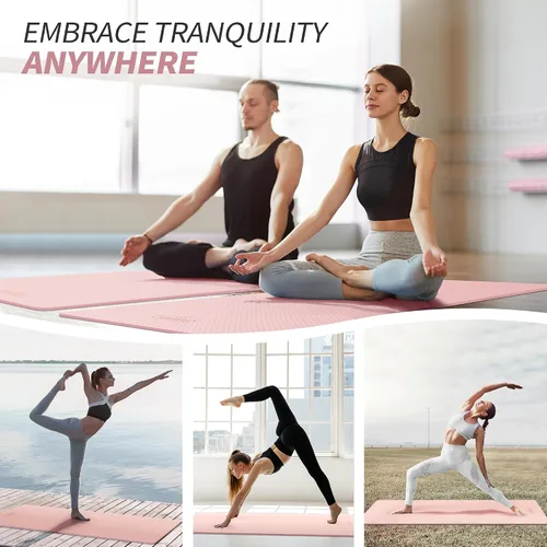 Miniatura 5 de CAMBIVO Tapete de yoga para mujeres, hombres y niños, 1/3, 1/4 y 2/5 pulgadas, extra grueso, antideslizante, 72 x 24 pulgadas, tapete de yoga de Rosa
