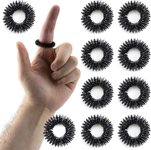 IFAMIO Anillo de masaje sensorial con pinchos, 10 piezas, herramienta relajante para terapia de acupresión, masajeador de estrés para relajar manos,