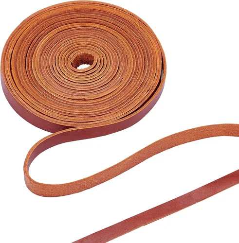 GORGECRAFT Correa de Cuero Marrón de 197 Pulgadas 10mm Tiras en Blanco de Cinturón Cordón de Cuero Genuino Sintético Plano de Grano Completo para