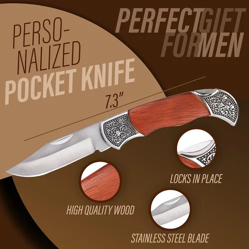 Miniatura 3 de Navaja de bolsillo personalizada para hombres con nombre, 20 opciones de fuente, cuchillos de bolsillo Old Timers, cuchillos de bolsillo
