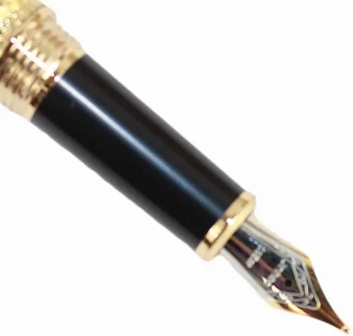 Miniatura 3 de Gullor Pluma Estilográfica Negro y Plata Antigua Serpiente Patrón 3D (dorado y negro)