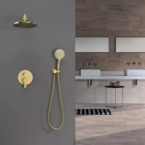 Miniatura 2 de Iriber Sistema de Ducha Montado en la Pared Juego de Mezclador de Grifo de Ducha con Cabezal de Ducha de Alta Presión de Lujo y Ducha de Mano de 3