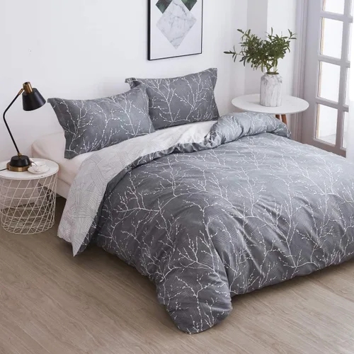 Miniatura 2 de OAITE - Juego de funda de edredón de 100% algodón con patrón floral, juego de ropa de cama suave que incluye 3 piezas