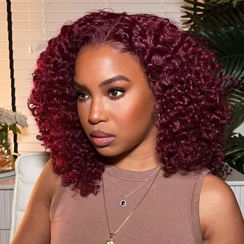 Miniatura 11 de Pelucas cortas de 10 pulgadas estilo Bob 13x4 con ondas profundas, peluca de pelo humano estilo Bob con encaje frontal HD de 200% de densidad