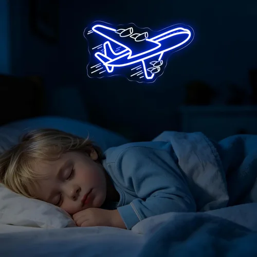 Miniatura 8 de Airplane Neon Sign, Airplane Wall Decor, Air plane Wall Art, Aviation Light Sign, Gift for Kid, Air Plane Wall Decor for Home Bar, 16.5"x9.3", Blue