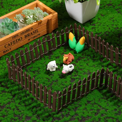 Miniatura 5 de Kigley 6 piezas de 40 pulgadas de valla de madera en miniatura para jardín de hadas, decoraciones de cerca con piquetes para DIY, maceta, casa