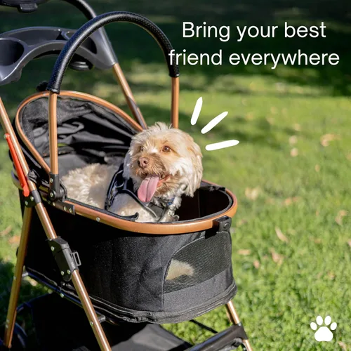 Miniatura 6 de Cochecito para mascotas para perros y gatos pequeños, plegable para perros pequeños/medianos y gatos de hasta 50 libras, transportador extraíble