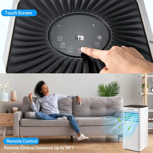 Miniatura 3 de COSTWAY Aire acondicionado portátil 10000BTU, deshumidificador, refrigeración para espacios de habitación de hasta 350 pies cuadrados con función
