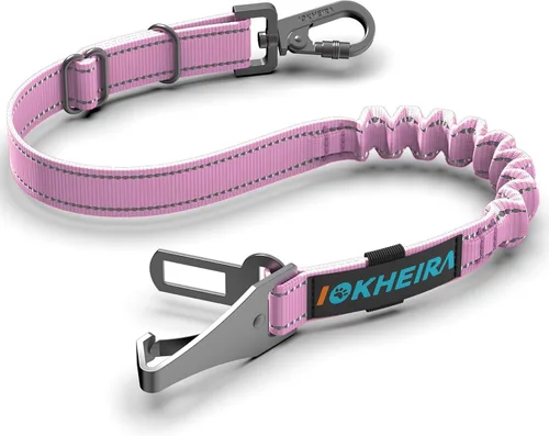 Miniatura 10 de IOKHEIRA Cinturón de seguridad para perro, arnés de automóvil 3 en 1 para mascotas, cinturón de seguridad ajustable de nailon, tela elástica Rojo