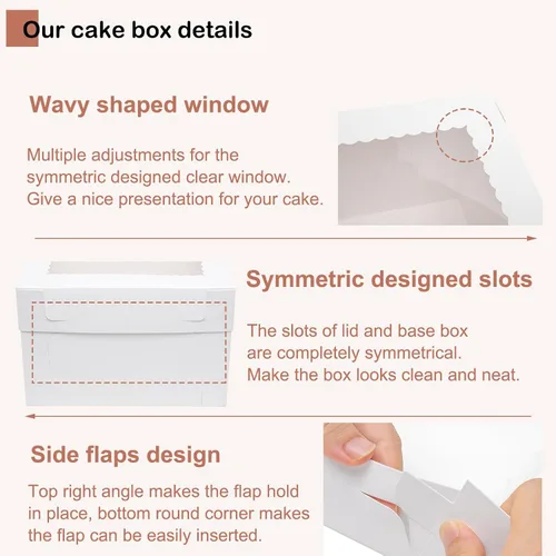 Miniatura 3 de Mcfleet 16 cajas para pasteles de 12 pulgadas 12x12x8 pulgadas cajas de panadería para pasteles de niveles con ventana blancas grandes altas