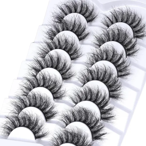 Miniatura 4 de Mebver Pestañas Pestañas postizas 8D Esponjosas Pestañas postizas Wispy de Visón Sintético Ligeras Pestañas postizas de Ojo de Gato Paquete de 7