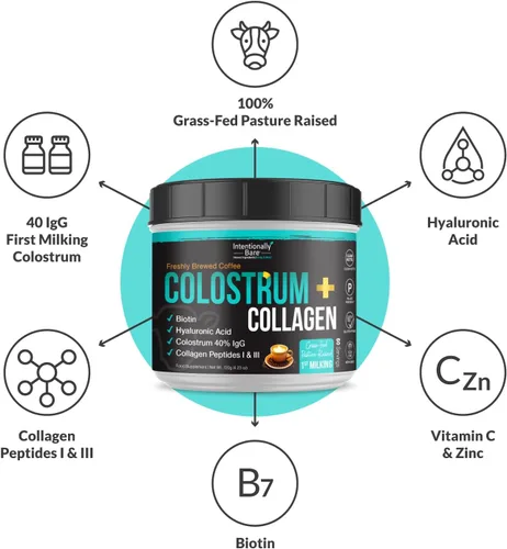 Miniatura 4 de Intentionally Bare Polvo de calostro alimentado con pasto y péptidos de colágeno – Primer ordeño – Polvo de calostro bovino con colágeno, biotina
