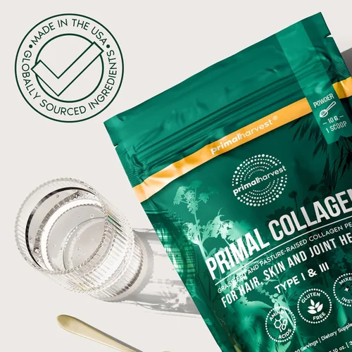 Miniatura 7 de Primal Harvest Polvo de Colágeno para Mujeres u Hombres Primal Harvest Péptidos de Colágeno en Polvo Tipo I y III, 10 Oz Polvo de Proteína
