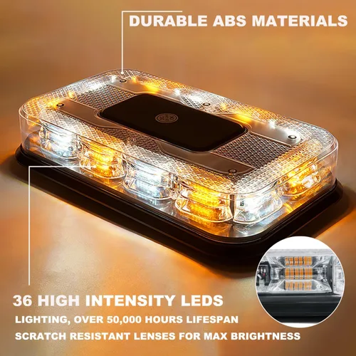Miniatura 3 de Barra de luces estroboscópicas LED roja y azul de 12 pulgadas para techo, 72 LED, magnética, mini luz de advertencia de emergencia para vehículos