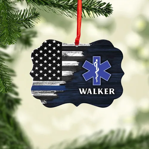 Miniatura 11 de Adorno de Navidad paramédico EMS personalizado, decoración de árbol con nombre personalizado para socorristas, profesionales médicos, regalo