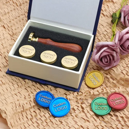 Miniatura 6 de SWANGSA Kit de sellos de cera personalizados de 4 piezas, sello de cera de sellado personalizado con imagen/logotipo personalizado