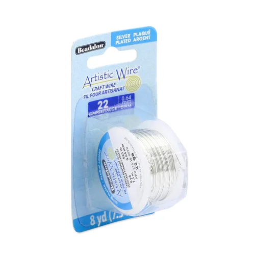 Miniatura 20 de Artistic Wire Alambre de Cobre Coloreado Plateado en Plata Resistente al Deslustre para Manualidades y Envolver Joyería, Resistente al Deslustre
