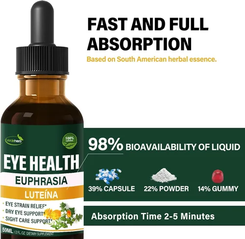 Miniatura 4 de Eyebright - Gotas para la salud de los ojos, extracto líquido de arándano y luteína, suplemento herbario para aliviar la fatiga ocular y apoyo