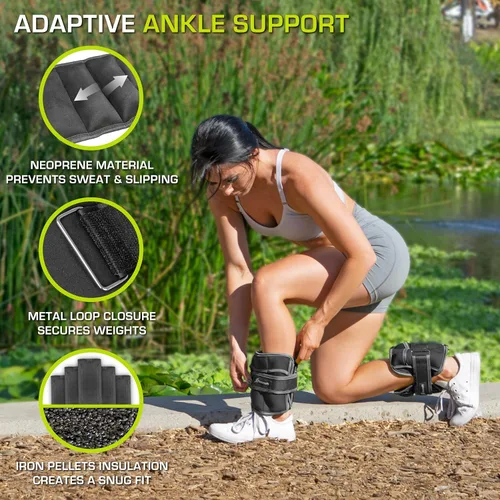 Miniatura 3 de ProsourceFit Ankle/Wrist and Arm/Leg Weights Set of 2, Adjustable Strap 1 lb-5 lb, Adjustable Weight 15 lb, 10 lb, 7 lb for Men and Women Gris Adj