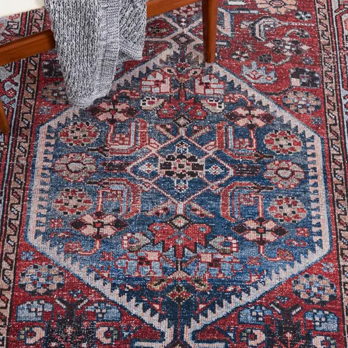 Miniatura 6 de SAFAVIEH Tucson Collection - Alfombra lavable de 2 pies 6 x 8 pies, resistente al óxido y azul, antideslizante, ideal para zonas de alto tráfico