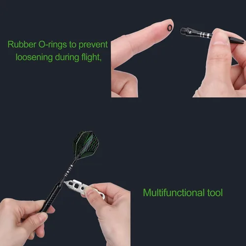 Miniatura 5 de Set de 12 dardos de punta metálica de 22/24 gramos, dardos de punta de acero para tablero de dardos con ejes de aluminio premium, 50 juntas tóricas