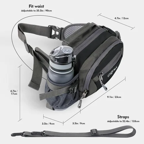 Miniatura 2 de Riñonera para mujeres y hombres, paquete de correr con soporte para botella de agua para teléfono, cinturón ajustable, para viajes, entrenamiento