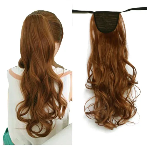 Miniatura 18 de Extensión de cabello sintético rizado con clip, cola de caballo larga, con clip, para niñas, mujeres y mujeres