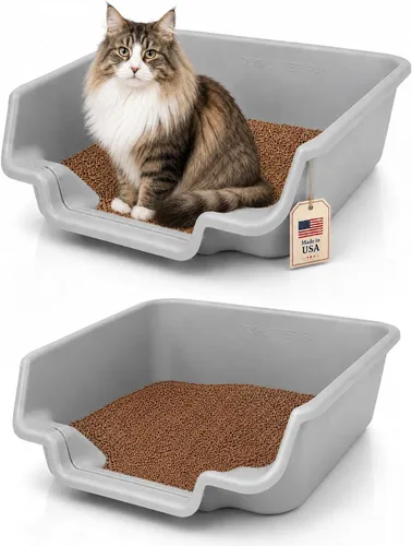 Miniatura 18 de KittyGoHere - Caja de arena para gatos mayores, sartén pequeña con cuchara jumbo de mango largo, caja de arena para gatos de entrada baja, ligera