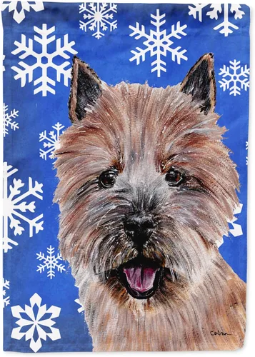 Miniatura 152 de Caroline's Treasures SC9374GF Bulldog English Snow flakes Holiday Garden Flag Buzón Bandera decorativa para patio exterior, patio, obras de arte