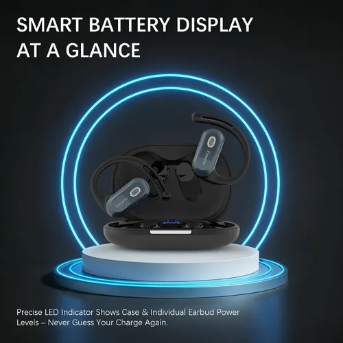 Miniatura 4 de Essonio Auriculares abiertos inalámbricos Bluetooth 6.0, DT9.0 con sonido direccional con ganchos para las orejas 35H tiempo de reproducción ENC