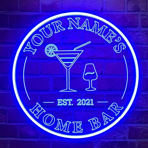 Letrero de neón personalizado para bar de cócteles, regulable, con nombre personalizado, para cócteles de neón del año EST, letrero iluminado para