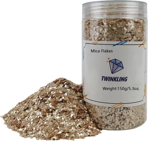 TWINKLING Escamas de mica natural, copos dorados, hoja de purpurina de copos de mica para adultos, manualidades de arte de resina, arte de uñas,