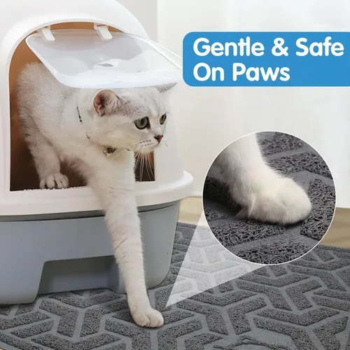 Miniatura 2 de UPSKY Tapete de arena para gatos, tapete suave para patas de gatito, tapete grande para caja de arena de 35 x 24 pulgadas, control de dispersión