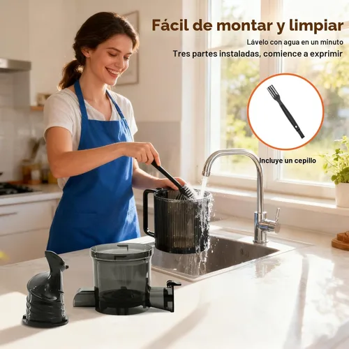Miniatura 6 de NEWBULIG Exprimidor de prensado en frío, exprimidor masticador con alto rendimiento de jugo, función inversa, detiene la oxidación y es fácil