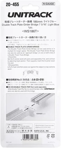 Miniatura 4 de Kato 20455 7.323 in 7-5/16" Doble placa de viga puente azul claro: escala N