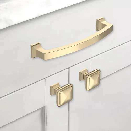 Miniatura 2 de Asidrama Paquete de 6 pomos de latón cepillado de 1-1/4 pulgadas para gabinetes de cocina, pomos dorados para aparadores, perillas de cajones