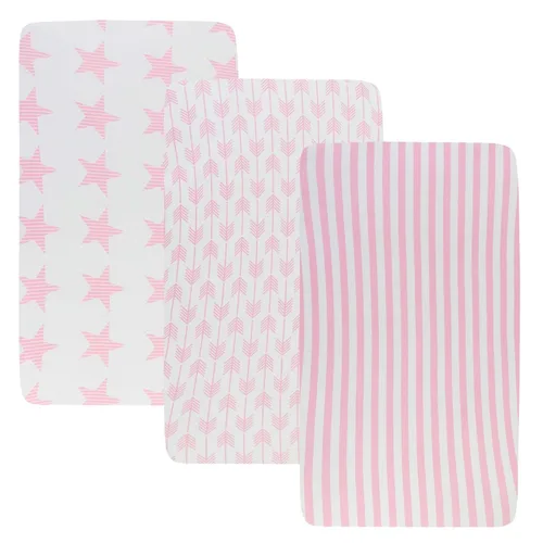 Miniatura 13 de Onacosht Juego de sábanas de moisés, paquete de 3 unidades para bebé, sábana bajera ajustable de punto suave elástica universal para colchón Floral