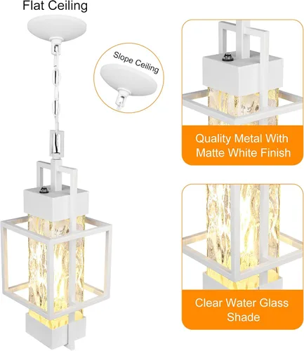 Miniatura 4 de PARTPHONER Lámpara colgante de 15 pulgadas para exteriores del atardecer al amanecer, lámpara colgante de metal moderno para exteriores, lámpara