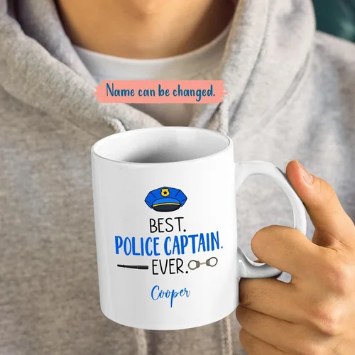 Miniatura 2 de Tazas Best Police Captain Ever, tazas de policía, taza de café personalizada de policía con nombre, regalo de oficial de policía personalizado