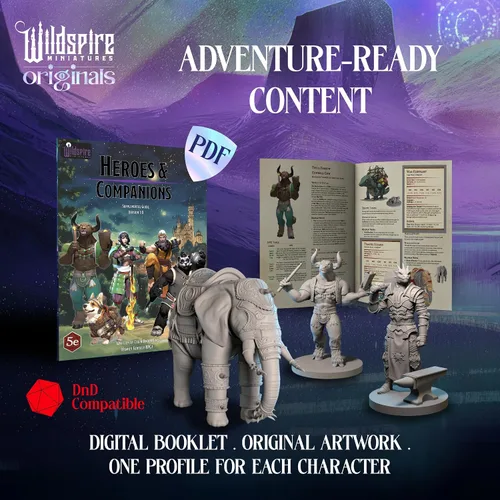 Miniatura 5 de Wildspire Heroes, NPC Animal Companions & Troll King para miniaturas DND a granel 1.102 in DND Minis Calabozos y Dragones Miniaturas D&D Miniaturas