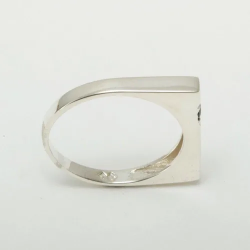 Miniatura 3 de Anillo de aniversario solitario de plata de ley 925 con zafiro auténtico para hombre, Metal Metal Piedra preciosa, Zafiro