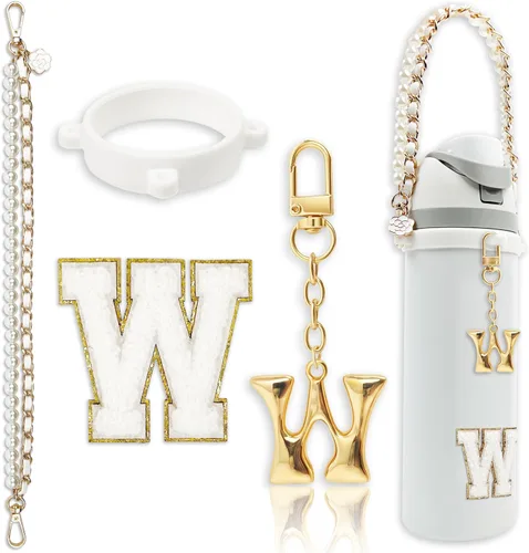 Miniatura 32 de Letter Handle Strap Accessories with Cute Initial Charm Compatible with Owala Water Bottle 24oz 32oz 40oz Owala Kids Púrpura