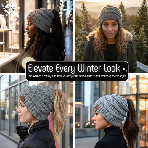 Miniatura 42 de Funky Junque - Gorro para mujer con ranura para cola de caballo