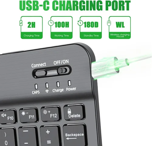 Miniatura 4 de Funda de teclado para Samsung Galaxy Tab S6 Lite de 10.4 pulgadas, teclado ligero desmontable con retroiluminación, funda delgada para tableta