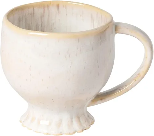 Casafina Taza de cerámica de cerámica de 15 onzas, colección Mallorca, beige arena, apto para microondas y lavavajillas, acristalamiento seguro para