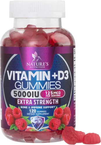 Gomitas de suplemento de vitamina D – Vitamina D3 125 mcg 5000 UI por porción – hueso, dientes, músculo e inmunidad apoyo para la salud para hombres
