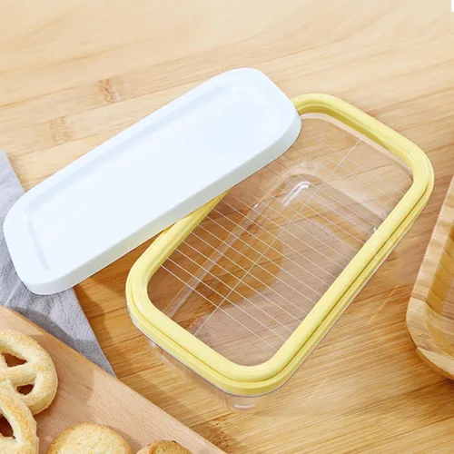 Miniatura 7 de Cortador de mantequilla de acero inoxidable, cortador de mantequilla y plato, recipiente para rebanar mantequilla con tapa para refrigerador, caja